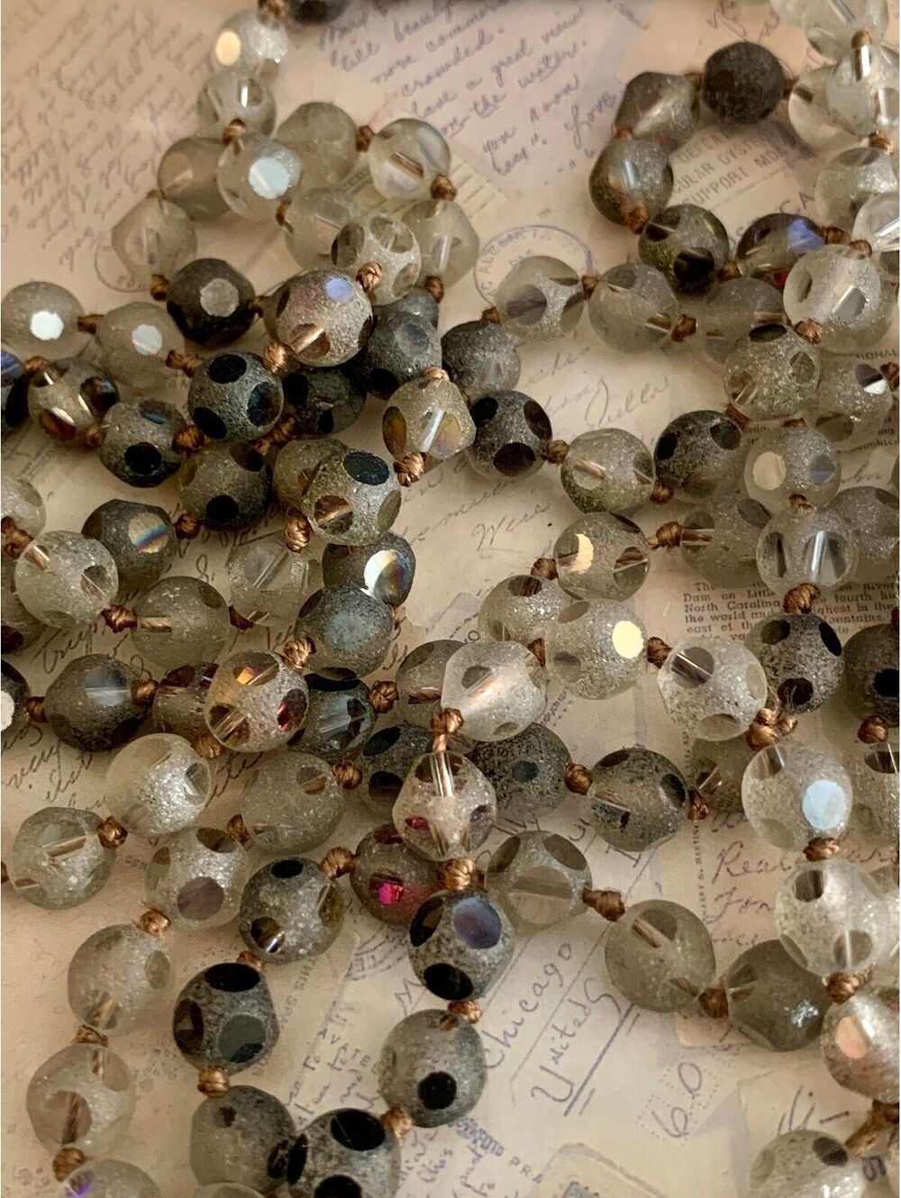 Vintage Sparkling Faceted Beaded Necklace with Black and Clear Glam